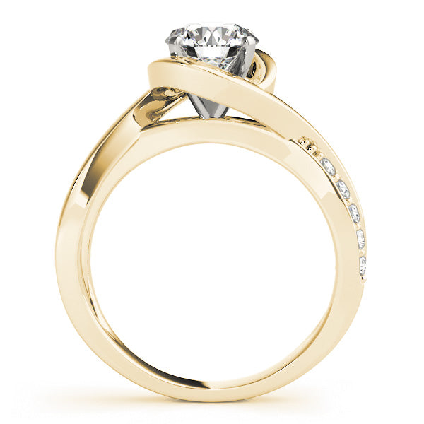 1CT Round Diamond Engagement Ring 14K Rose Gold Curved Bypass