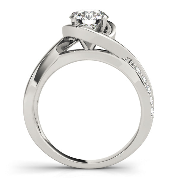 1CT Round Diamond Engagement Ring 14K Rose Gold Curved Bypass