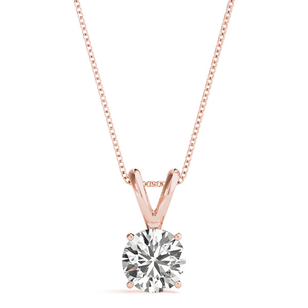 1CT Classic Solitaire Round Lab Diamond Pendant in White Gold