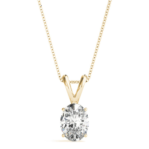 Classy 2CT Oval Diamond Solitaire Pendant Necklace in White Gold