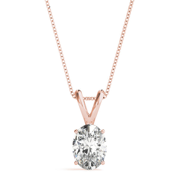 Classy 2CT Oval Diamond Solitaire Pendant Necklace in White Gold