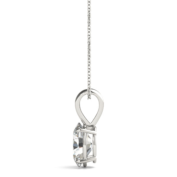 1CT Oval Solitaire Pendant Necklace in White Gold