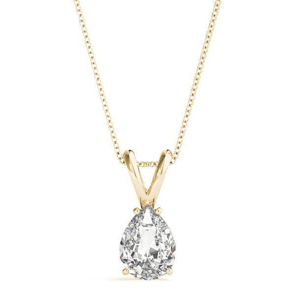 2CT Pear-Shaped Solitaire Diamond Necklace in White Gold