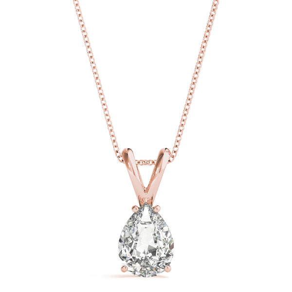 2CT Pear-Shaped Solitaire Diamond Necklace in White Gold