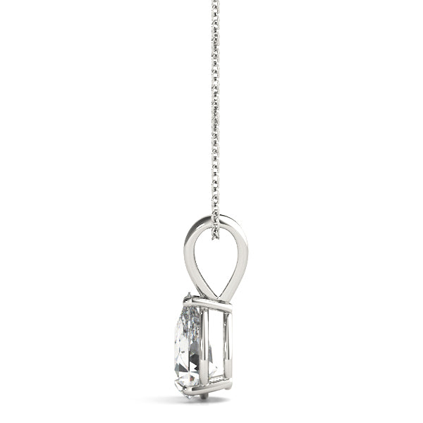 2CT Pear-Shaped Solitaire Diamond Necklace in White Gold