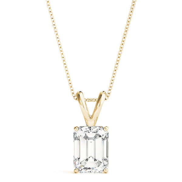 1CT Emerald-Cut Solitaire Lab Diamond Pendant in White Gold