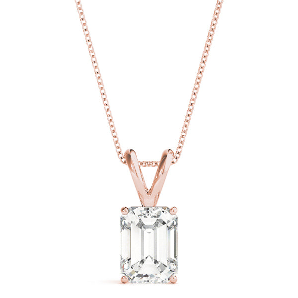 1CT Emerald-Cut Solitaire Lab Diamond Pendant in White Gold