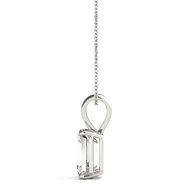 2.5CT Emerald Cut Solitaire Diamond Pendant in White Gold