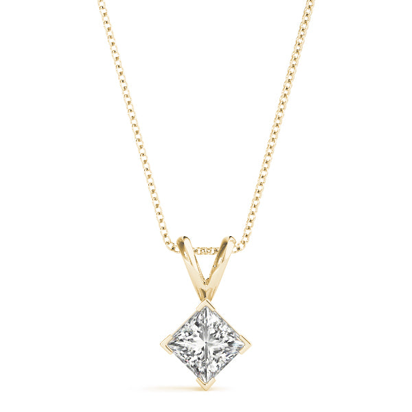 Princess-Cut Solitaire Diamond Pendant in White Gold – 3/4 CT