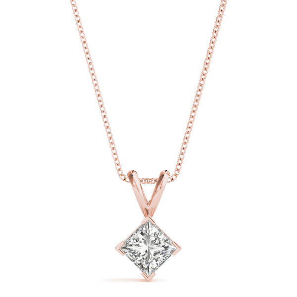 Princess-Cut Solitaire Diamond Pendant in White Gold – 3/4 CT