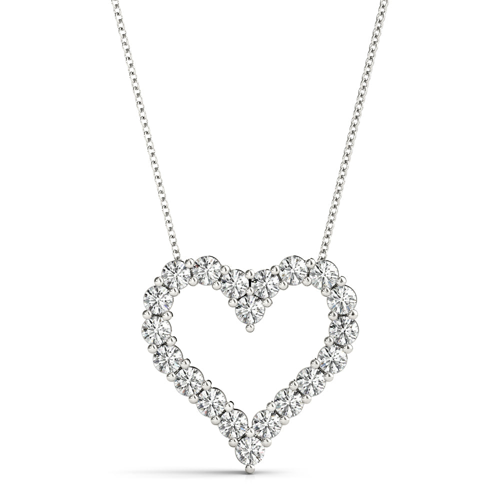 0.3CT lab diamond heart pendant in white gold with round-cut stones in a prong setting for a delicate look