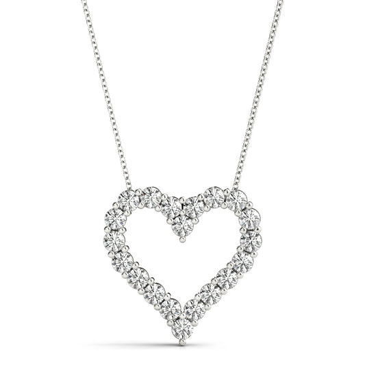 0.3CT lab diamond heart pendant in white gold with round-cut stones in a prong setting for a delicate look