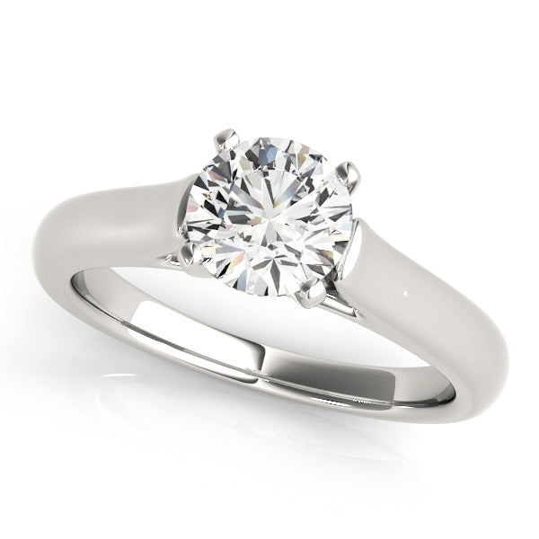Solitaire engagement ring with 1CT Round Lab Diamond and minimalist tapered band crafted in your choice of 14K White, Yellow, or Rose Gold