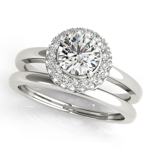 Fine Double Halo Engagement Ring 1CT Round Lab Diamond