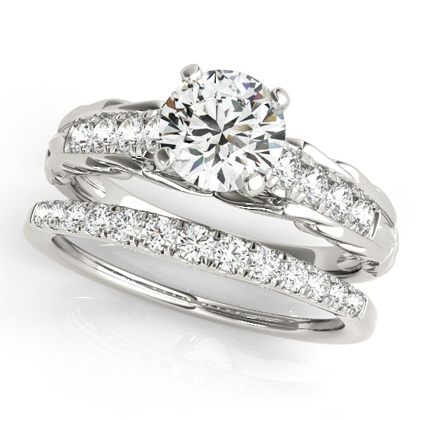 14K White Gold 1CT Vintage Engagement Ring Round Lab Diamond VS1