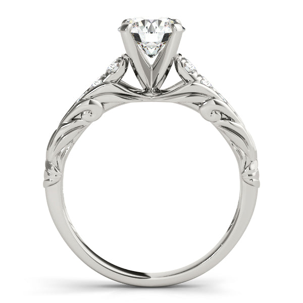 14K White Gold 1CT Vintage Engagement Ring Round Lab Diamond VS1