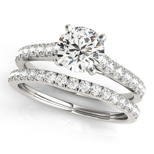 Solitaire 1CT Lab Diamond Engagement Ring 14K White Gold Cathedral