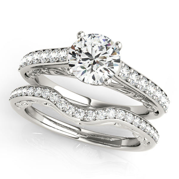 1CT Round Lab Diamond Engagement Ring 14K White Gold Vintage