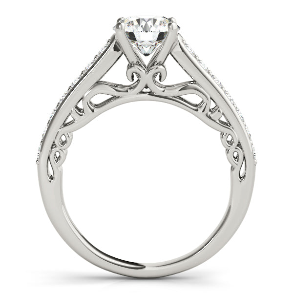 1CT Round Lab Diamond Engagement Ring 14K White Gold Vintage