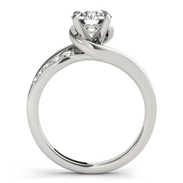 1CT Round Lab Diamond Curved Bypass Engagement Ring 14K White Gold