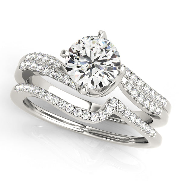 1CT Lab Grown Diamond Engagement Ring Double Side Stone Bypass