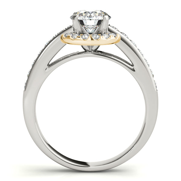 1CT Halo Diamond Engagement Ring 14K White and Yellow Gold