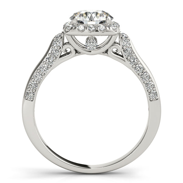 1CT Lab Diamond 14K White Gold Square Halo Engagement Ring