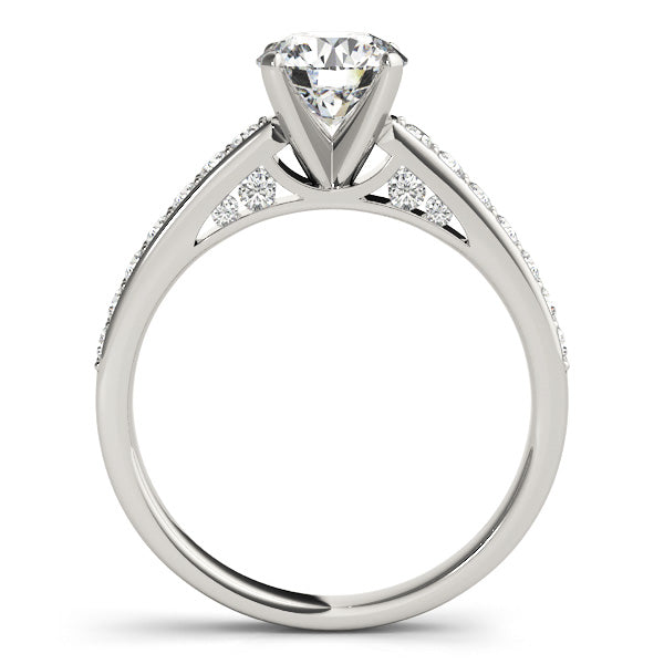 1CT 14K White Gold Lab Diamond Engagement Ring with Accent Stones