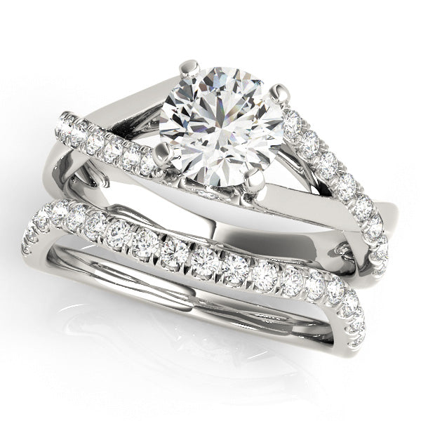 1CT Infinity Round Diamond Engagement Ring 14K White Gold Split Shank