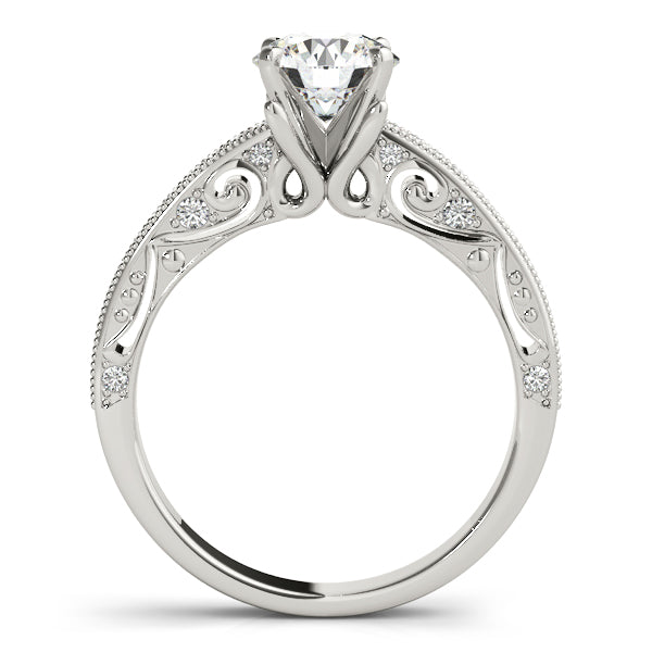 1CT Vintage Cathedral Engagement Ring 14K White Gold Filigree Shank