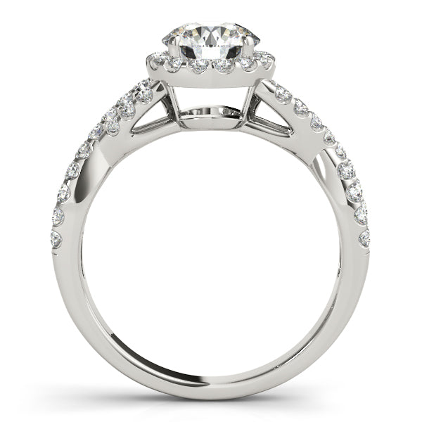 14K White Gold 1CT Infinity Split Shank Halo Engagement Ring