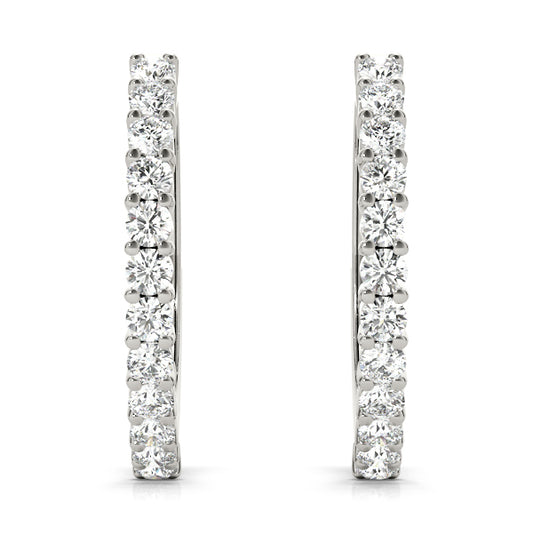 0.60ct lab diamond shared prong hoop earrings in 20mm white gold – Encore DT