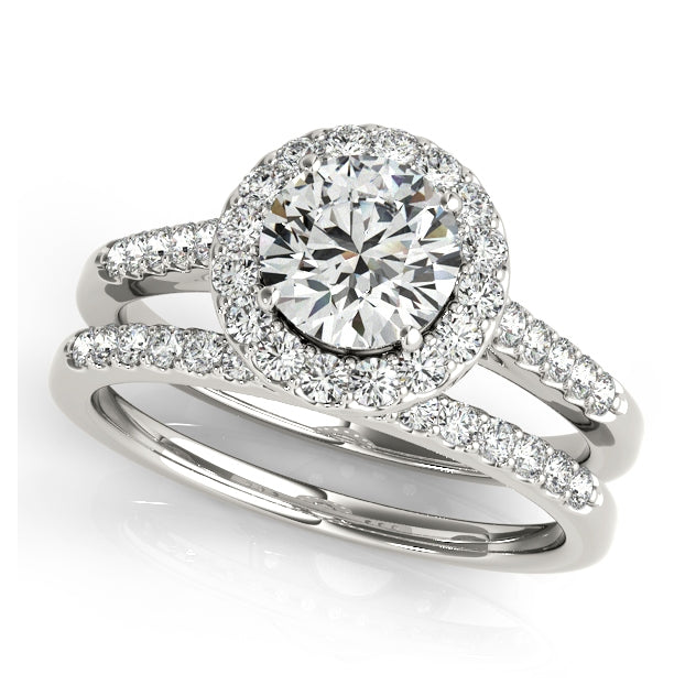 1CT Round Halo Lab Diamond Engagement Ring 14K White Gold