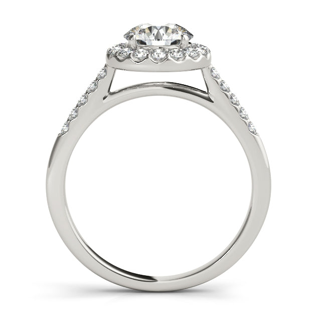 1CT Round Halo Lab Diamond Engagement Ring 14K White Gold