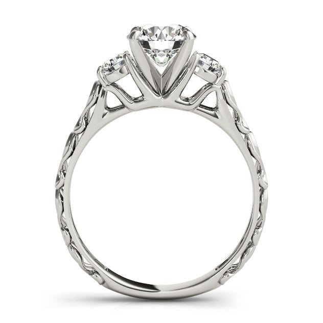 1CT Round Lab Diamond Engagement Ring 14K White Gold Vintage Three Stone