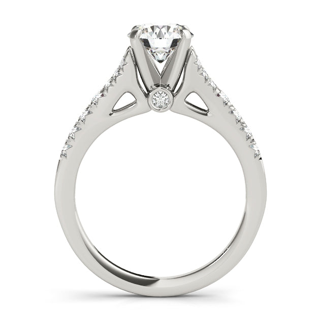 1CT Split Shank Cathedral Engagement Ring 14K White Gold with Accents