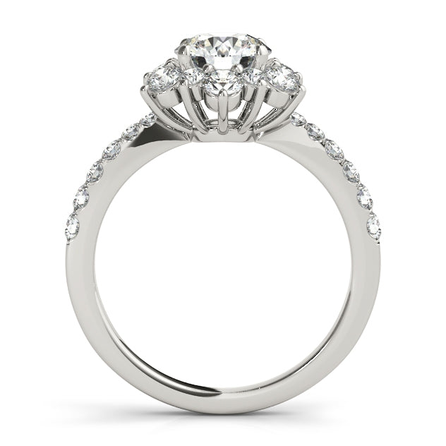14K White Gold Flower Halo Diamond Engagement Ring 1.75CT