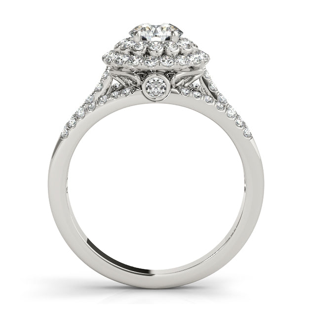 1.6CT Round Diamond Engagement Ring Double Halo Split Shank