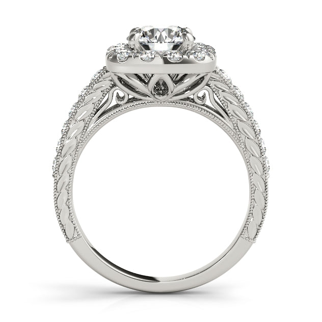 1.5CTW Vintage Lab Diamond Engagement Ring with Square Halo