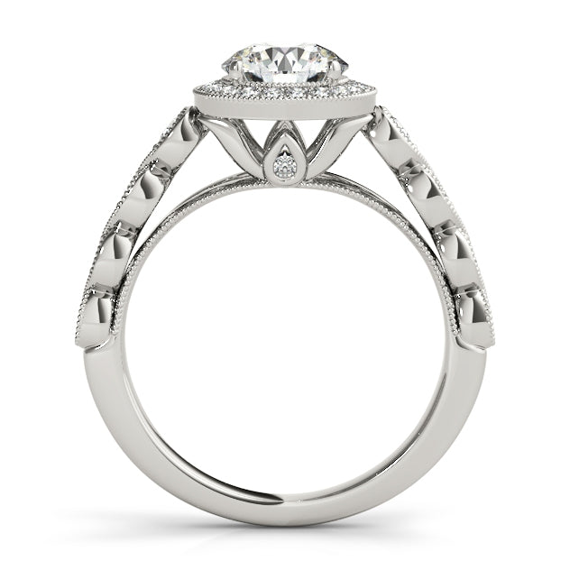 Vintage 14K White Gold Filigree Diamond Halo Engagement Ring 1.3 CT