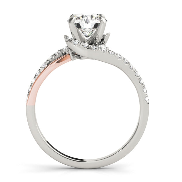 1CT Two Tone 14K White Rose Gold Bypass Diamond Engagement Ring