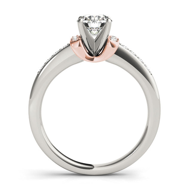 14K Two Tone White Rose Gold Lab Diamond Engagement Ring