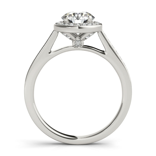 1CT Classic Round Halo Engagement Ring 14K White Gold