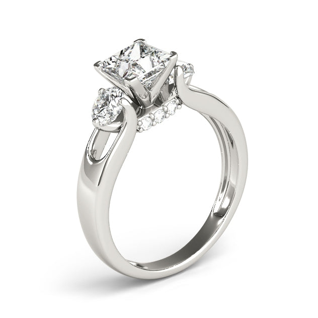 1.5CT 3-Stone Princess Cut Diamond Engagement Ring 14K White Gold