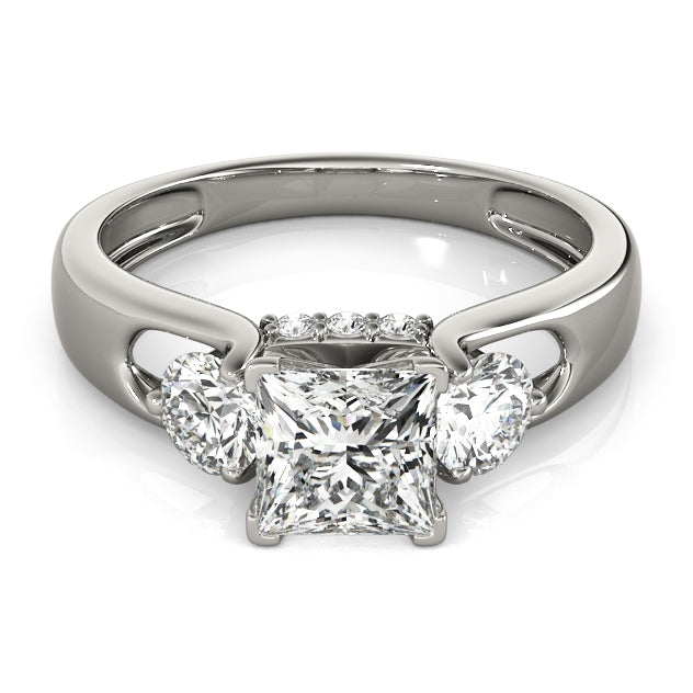1.5CT 3-Stone Princess Cut Diamond Engagement Ring 14K White Gold