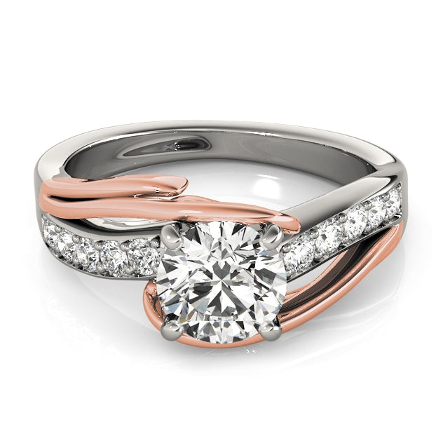 1CT Engagement Ring Two Tone Split Shank 14K White Rose Gold