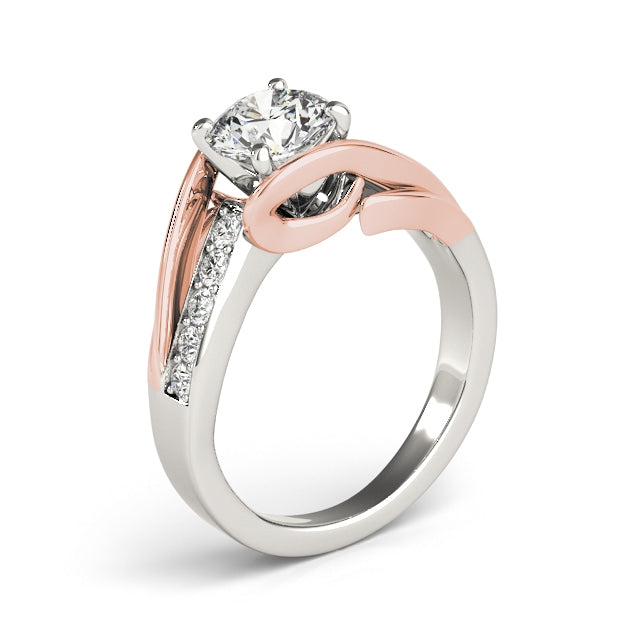 1CT Engagement Ring Two Tone Split Shank 14K White Rose Gold