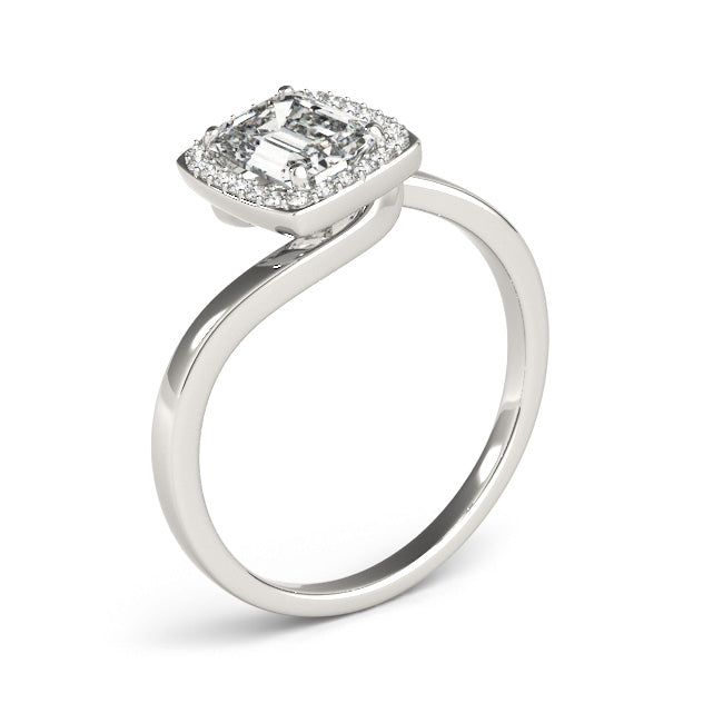 1CT Emerald Cut Diamond Engagement Ring with Twist Bypass