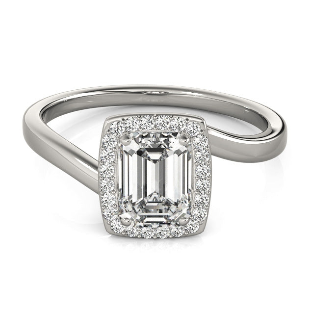 1CT Emerald Cut Diamond Engagement Ring with Twist Bypass