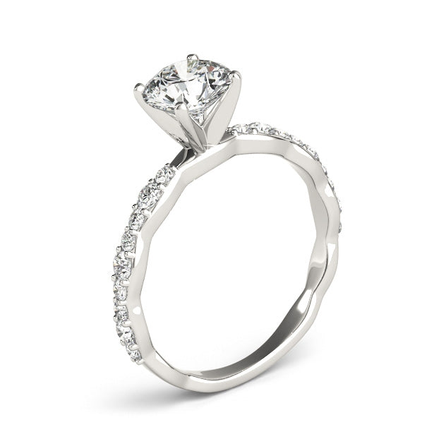 1.3CT Lab Diamond Engagement Ring 14K White Gold Unique Wavy Design